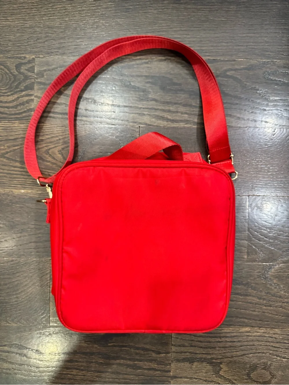 Red Crossbody Lunch Bag - Playful Patch Design